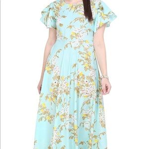 Blue dress with ruffle hands